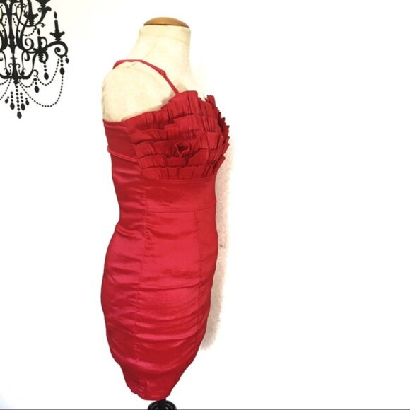 Fuschia fitted dress with pleated details - Picture 8 of 10